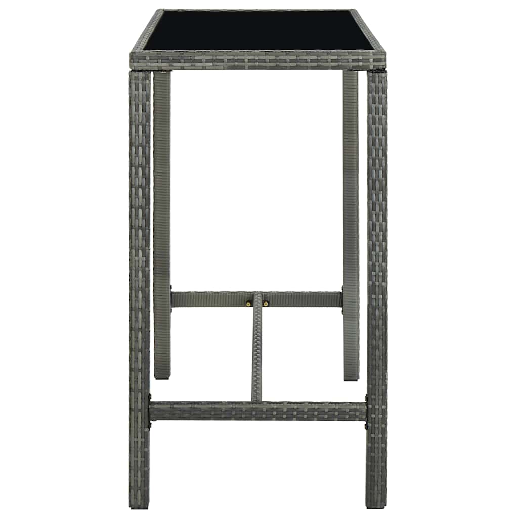 Garden Bar Table Poly Rattan and Glass Grey 130 cm 60 cm