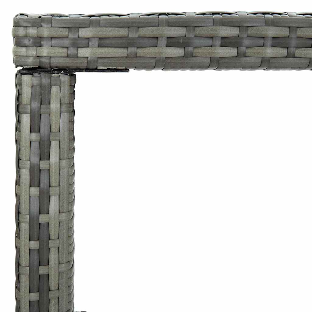 Garden Bar Table Poly Rattan and Glass Grey 130 cm 60 cm