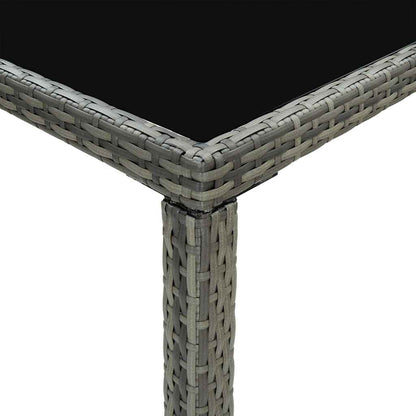 Garden Bar Table Poly Rattan and Glass Grey 130 cm 60 cm