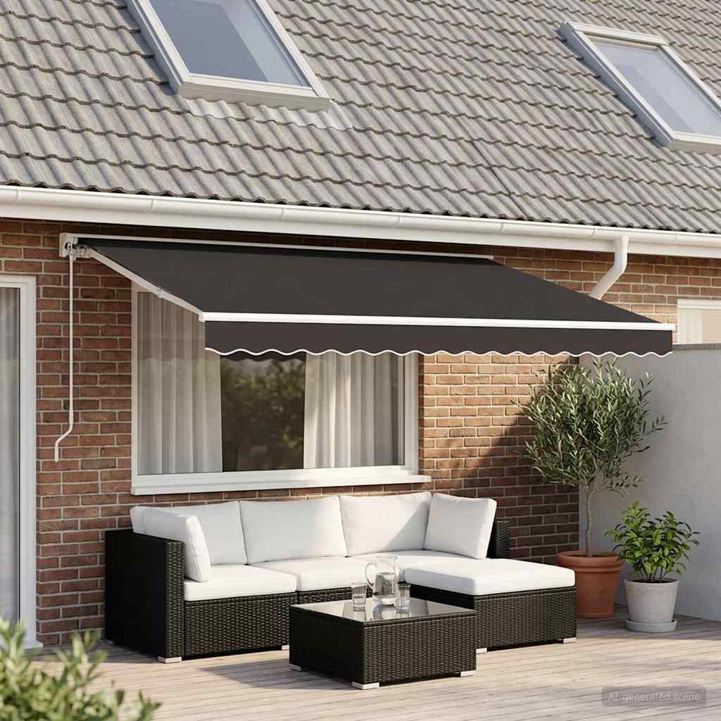 Awning Replacement Fabric 500x350 cm Polyester Drop 3.5 m Width 5 m Anthracite