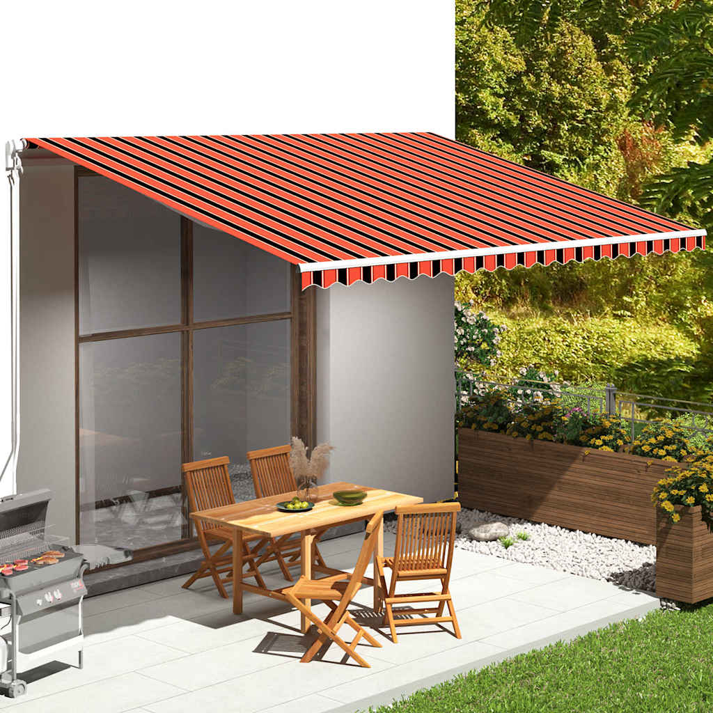 Awning Replacement Fabric 500x350 cm Polyester Drop 3.5 m Width 5 m Orange red and brown