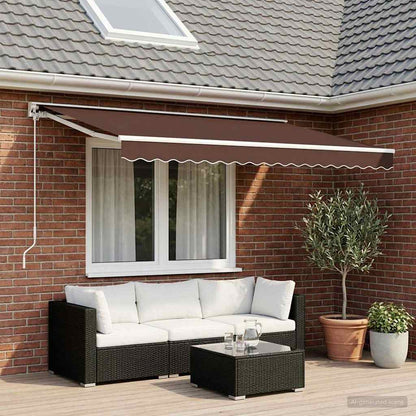 Awning Replacement Fabric 500x300 cm Polyester Drop 3 m Width 5 m Brown