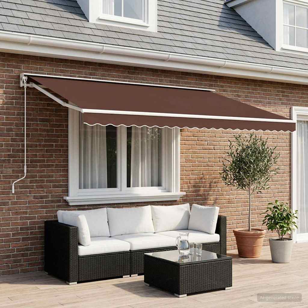 Awning Replacement Fabric 600x300 cm Polyester Drop 3 m Width 6 m Brown