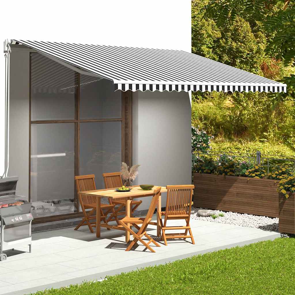Awning Replacement Fabric 500x300 cm Polyester Drop 3 m Width 5 m Anthracite and white
