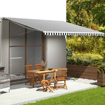 Awning Replacement Fabric 500x350 cm Polyester Drop 3.5 m Width 5 m Anthracite and white
