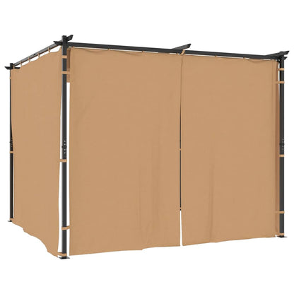 313897 vidaXL Gazebo with Curtains 3x3 m Taupe Steel 2
