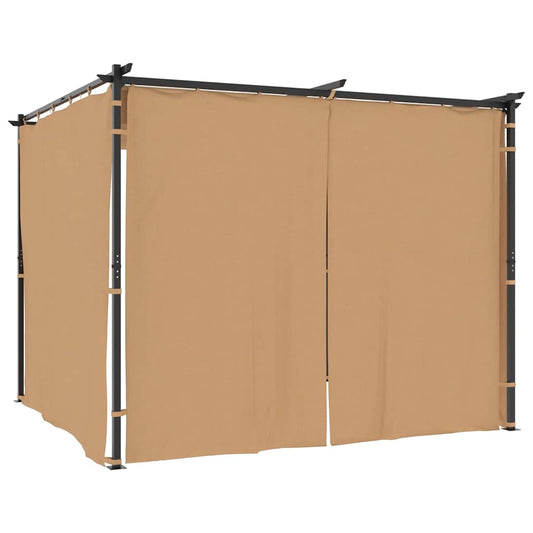 313897 vidaXL Gazebo with Curtains 3x3 m Taupe Steel 2