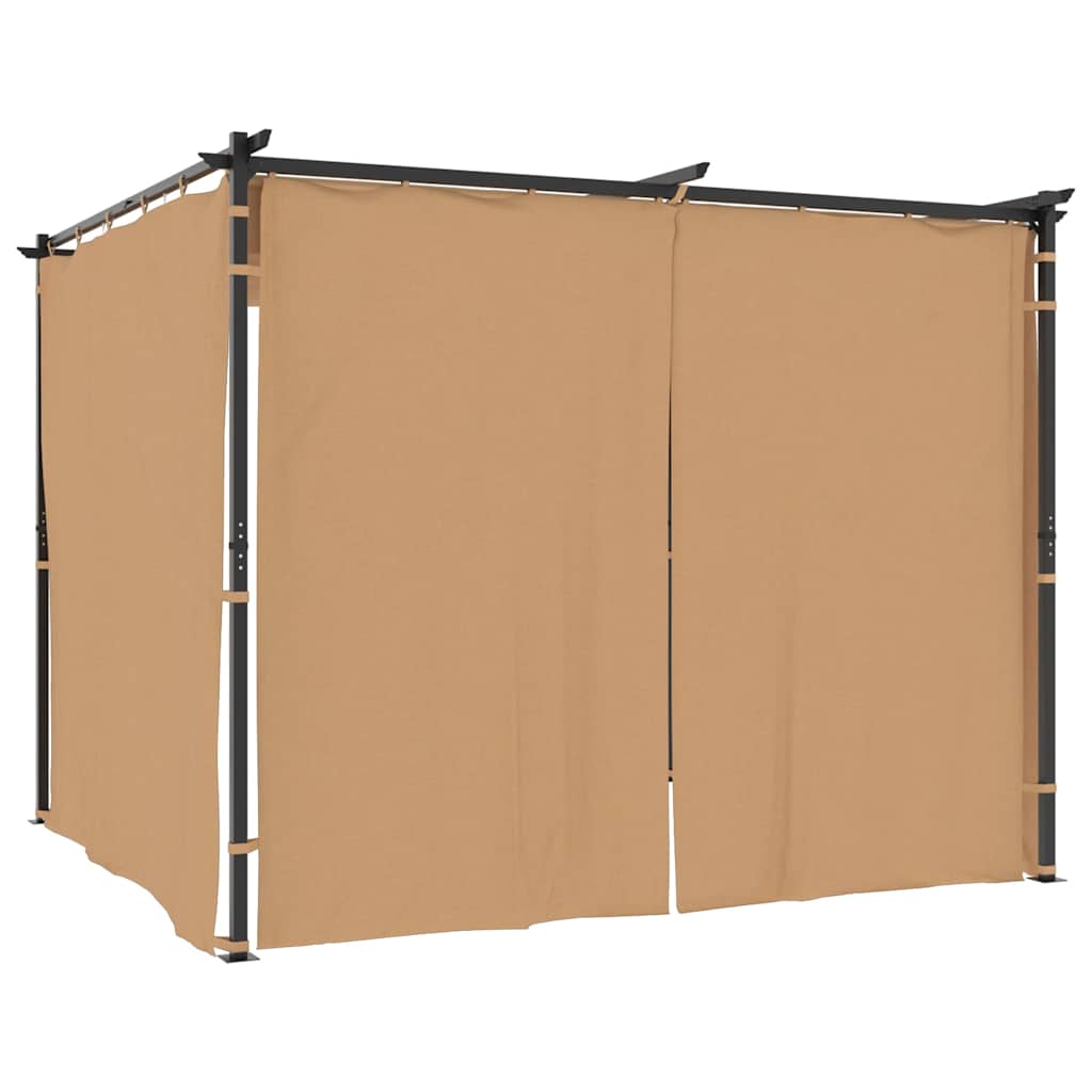 Gazebo with Curtains Steel Taupe