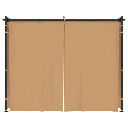 313897 vidaXL Gazebo with Curtains 3x3 m Taupe Steel 3