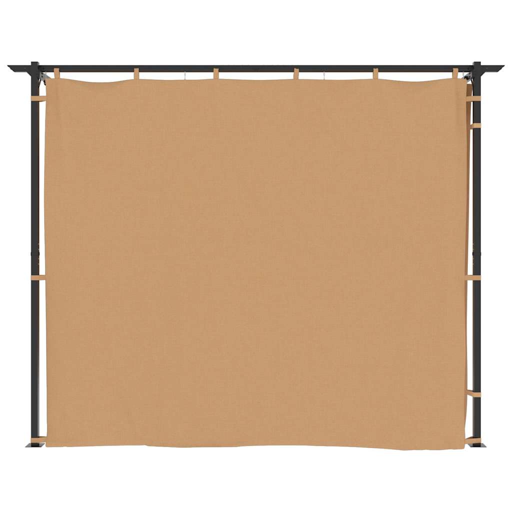 313897 vidaXL Gazebo with Curtains 3x3 m Taupe Steel 4