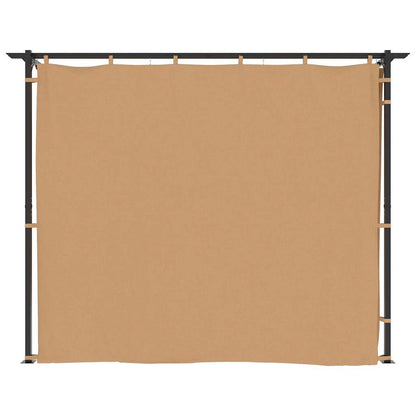 313897 vidaXL Gazebo with Curtains 3x3 m Taupe Steel 4