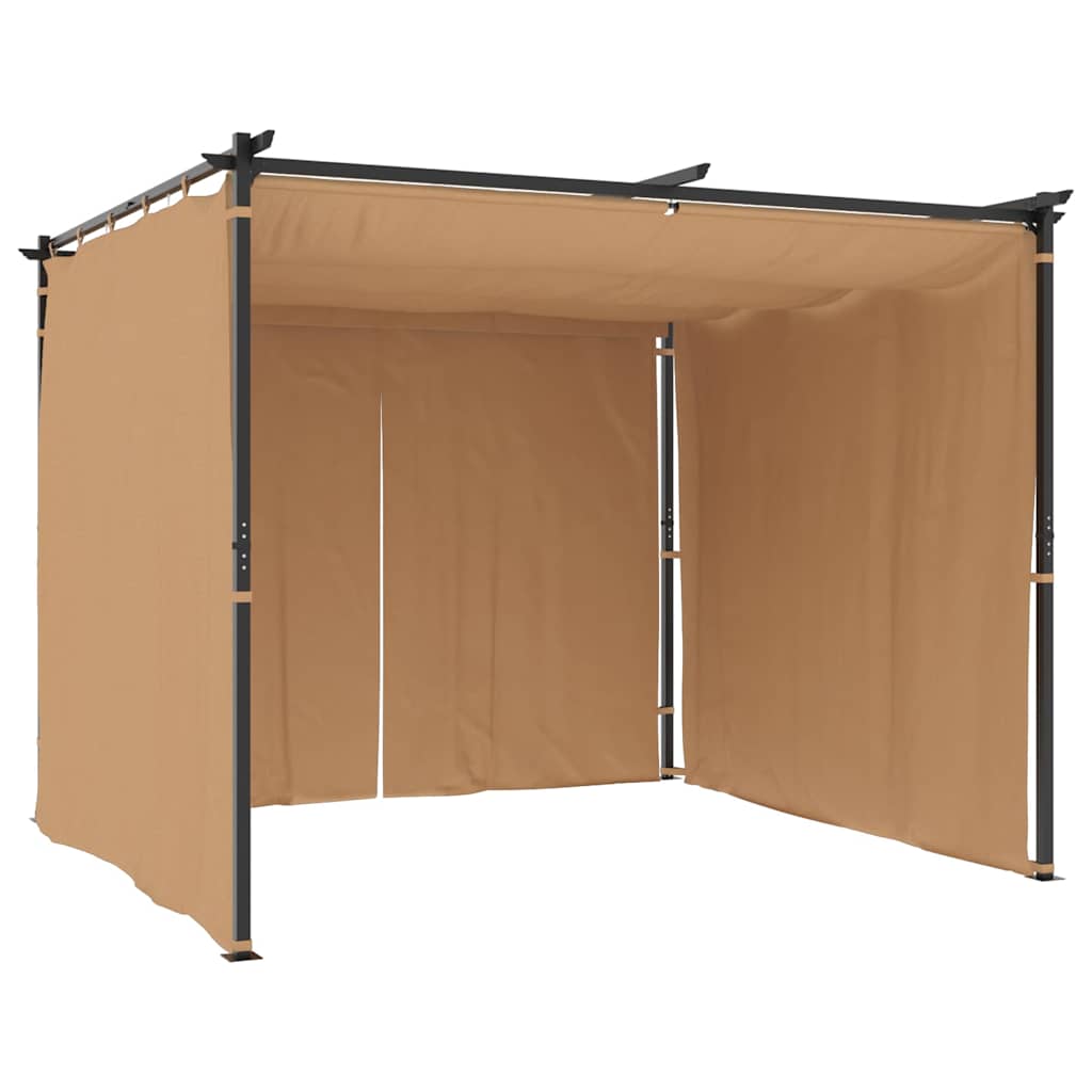 313897 vidaXL Gazebo with Curtains 3x3 m Taupe Steel 5