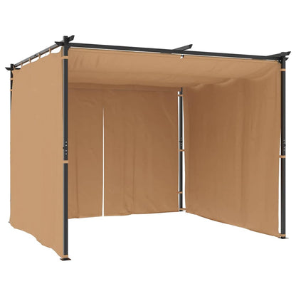 313897 vidaXL Gazebo with Curtains 3x3 m Taupe Steel 5