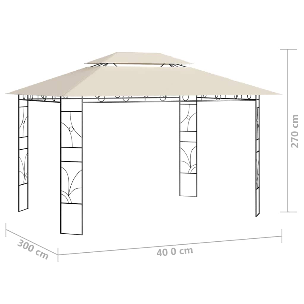 vidaXL Gazebo 4x3x2.7 m Cream 160 g/m² 6