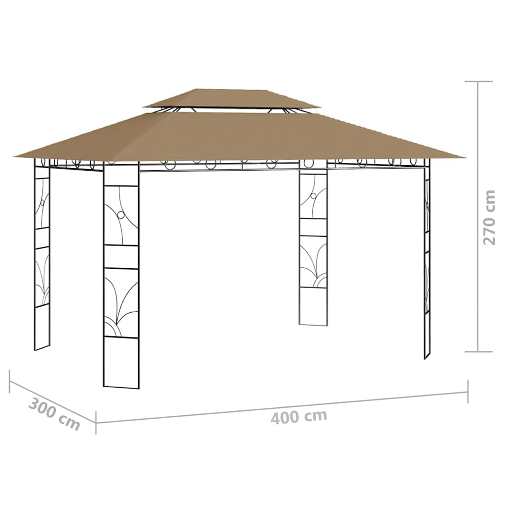 vidaXL Gazebo | Taupe | Steel, fabric (100% polyester) with PA coating 6