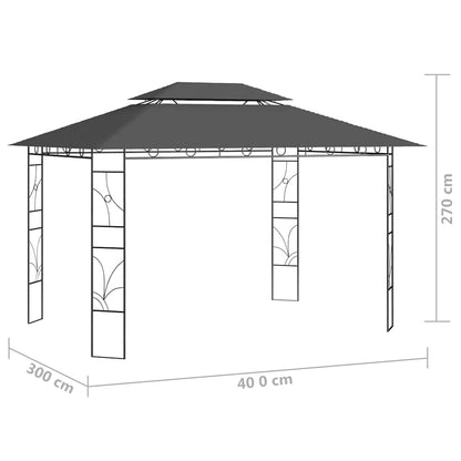 vidaXL Gazebo | Anthracite | Steel | Large | Portable | Gazebo | Rectangular 6