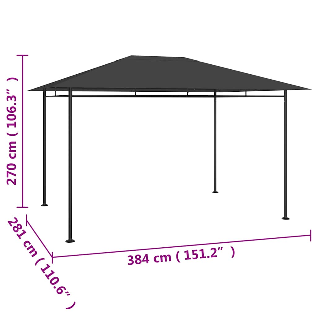 vidaXL Gazebo 384x281x270 cm Anthracite 180 g/m² 5