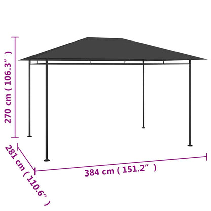 vidaXL Gazebo 384x281x270 cm Anthracite 180 g/m² 5