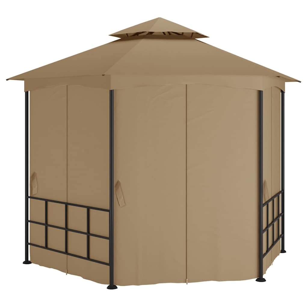 313932 vidaXL Gazebo with Sidewalls 3,1x2,7 m Taupe 1