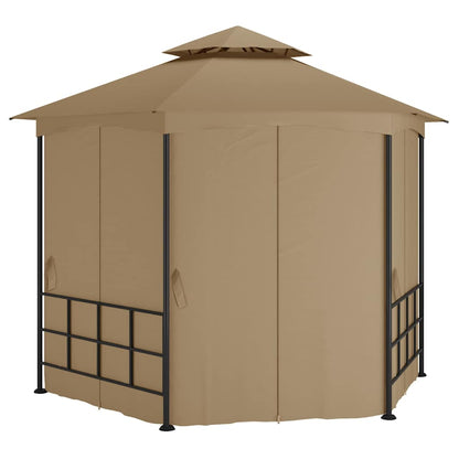 313932 vidaXL Gazebo with Sidewalls 3,1x2,7 m Taupe 1