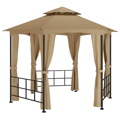 313932 vidaXL Gazebo with Sidewalls 3,1x2,7 m Taupe 2