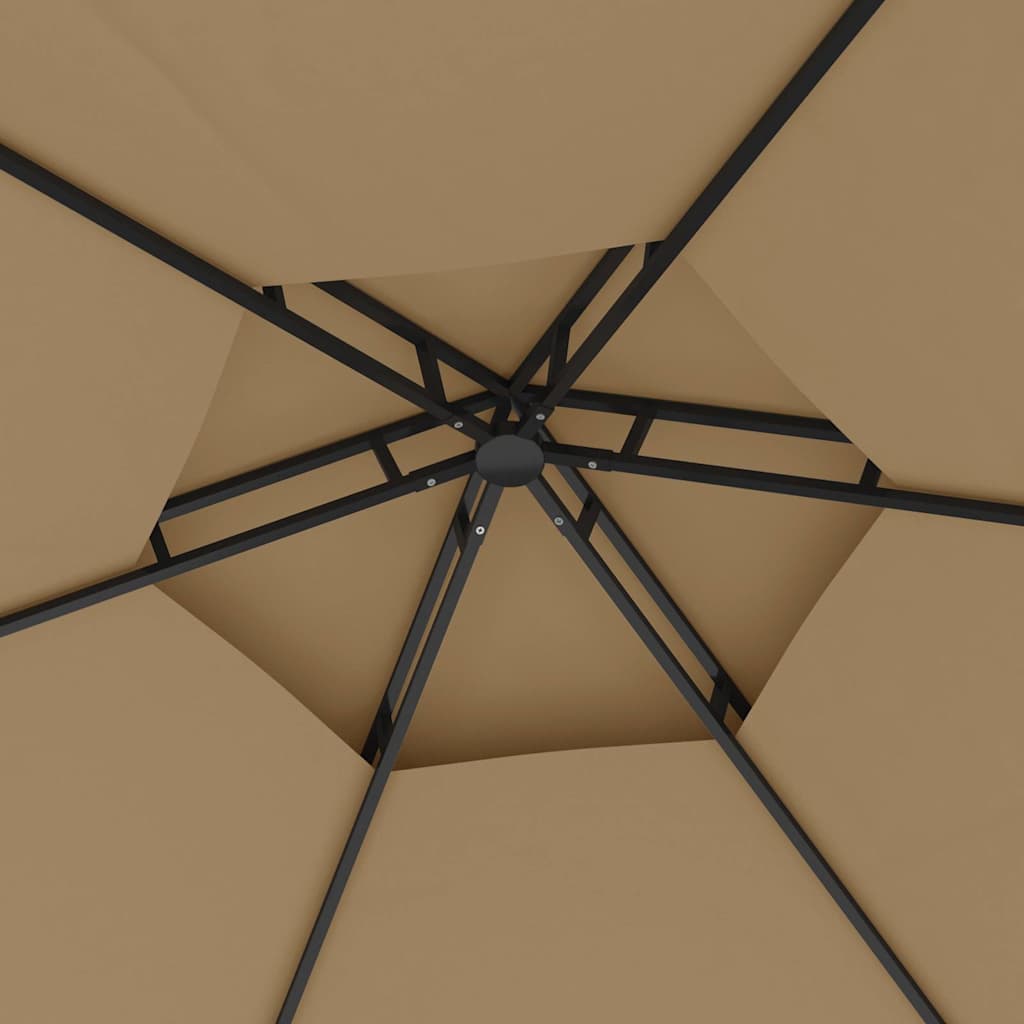 313932 vidaXL Gazebo with Sidewalls 3,1x2,7 m Taupe 5