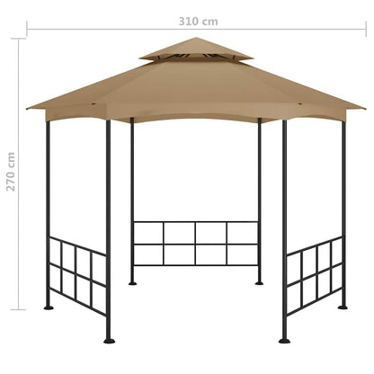 313932 vidaXL Gazebo with Sidewalls 3,1x2,7 m Taupe 6