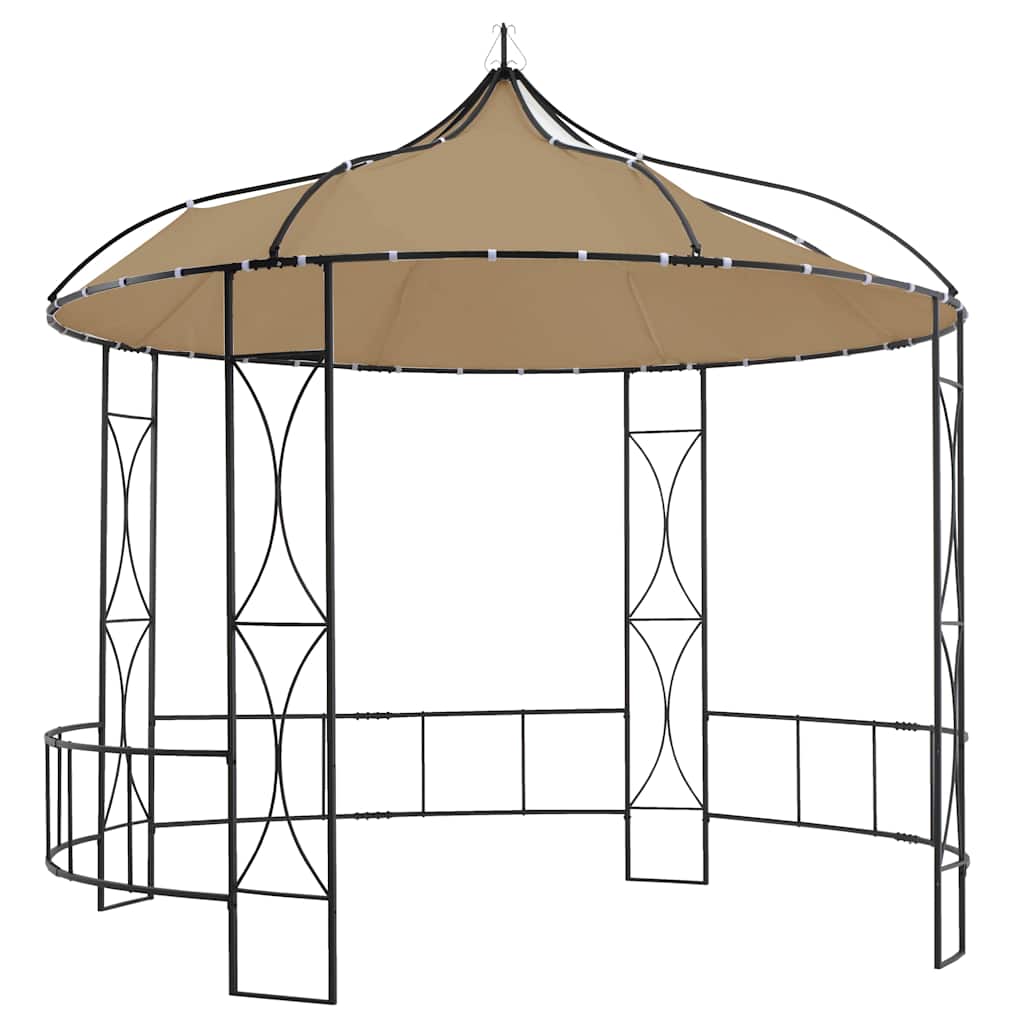 315227 vidaXL Gazebo 300x290 cm Taupe Round 1