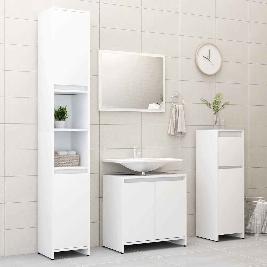4 Piece Bathroom Furniture Set Engineered Wood White