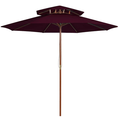 Double Decker Parasol with Wooden Pole 270 cm Bordeaux red