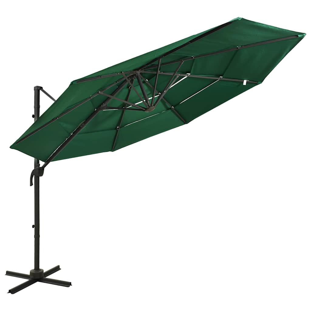 4-Tier Garden Parasol with Aluminium Pole 3x3 m Green