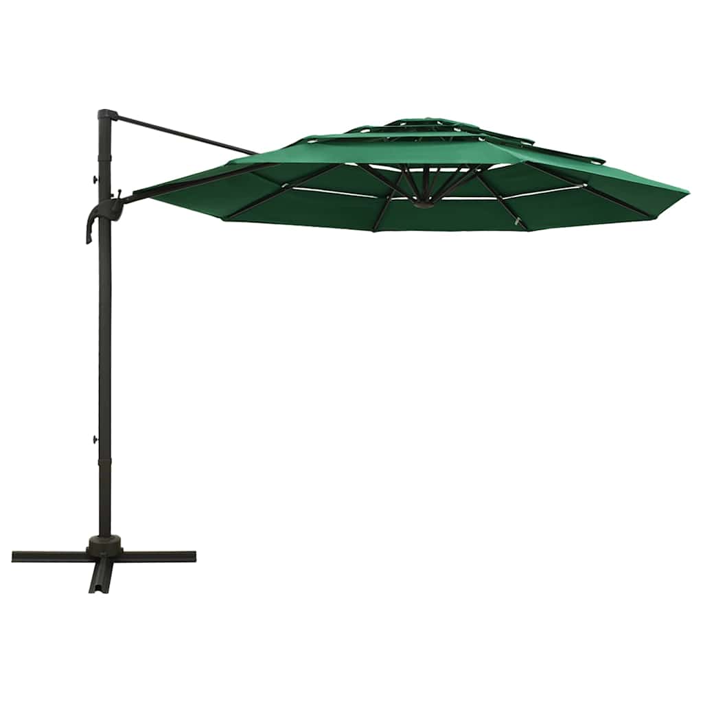 4-Tier Garden Parasol with Aluminium Pole 3x3 m Green