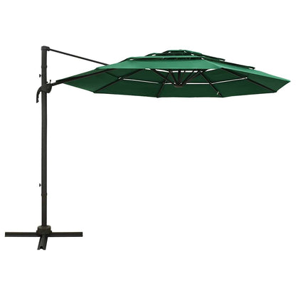4-Tier Garden Parasol with Aluminium Pole 3x3 m Green