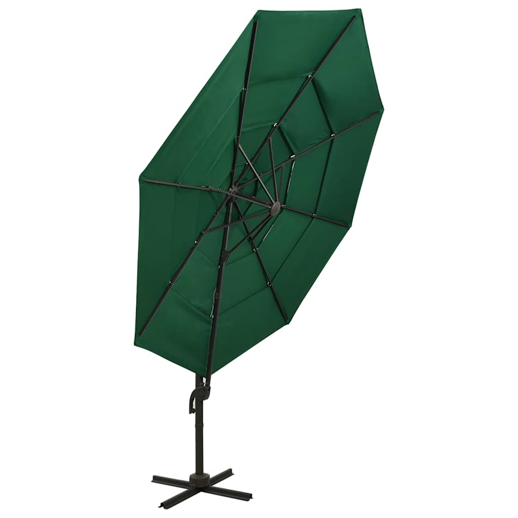 4-Tier Garden Parasol with Aluminium Pole 3x3 m Green