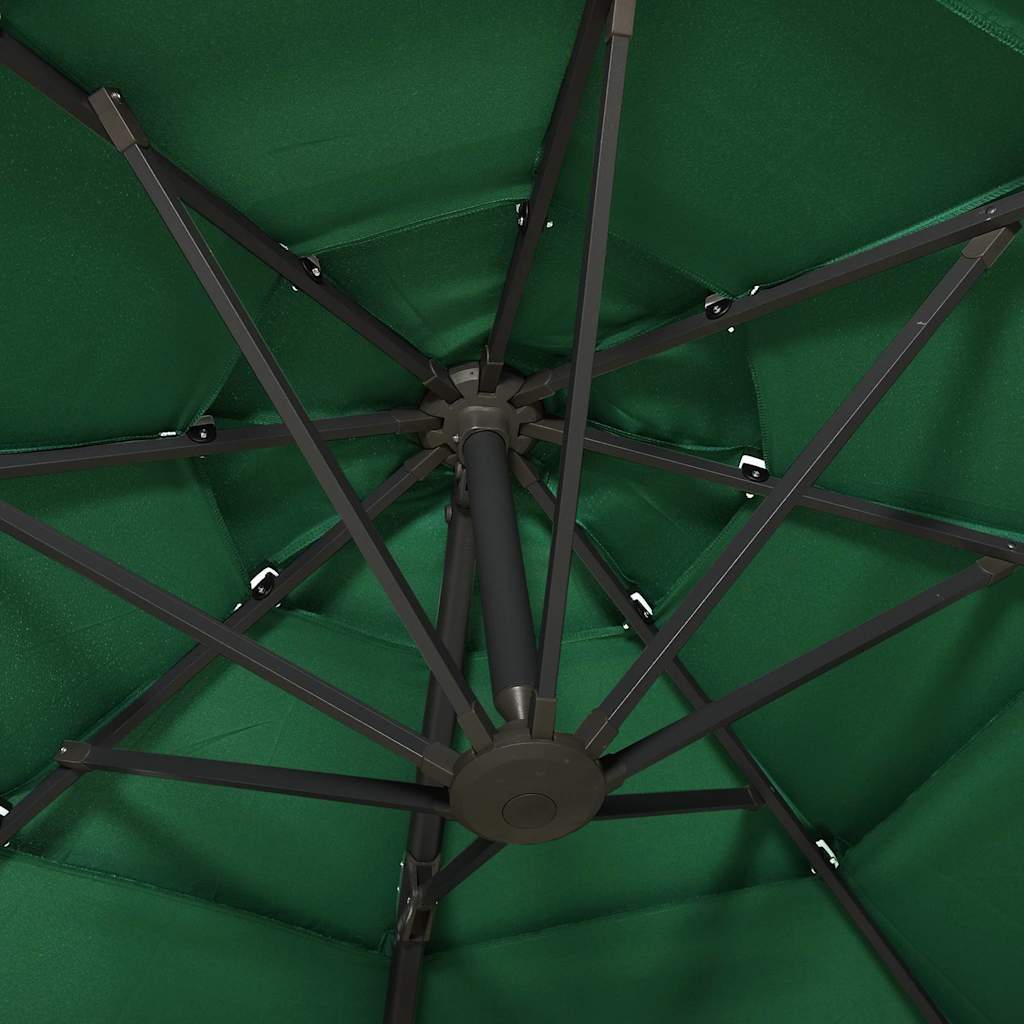 4-Tier Garden Parasol with Aluminium Pole 3x3 m Green