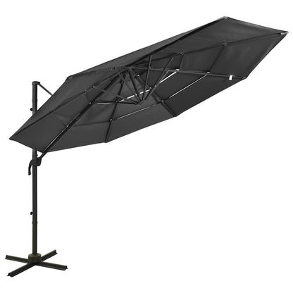 4-Tier Garden Parasol with Aluminium Pole 3x3 m Anthracite