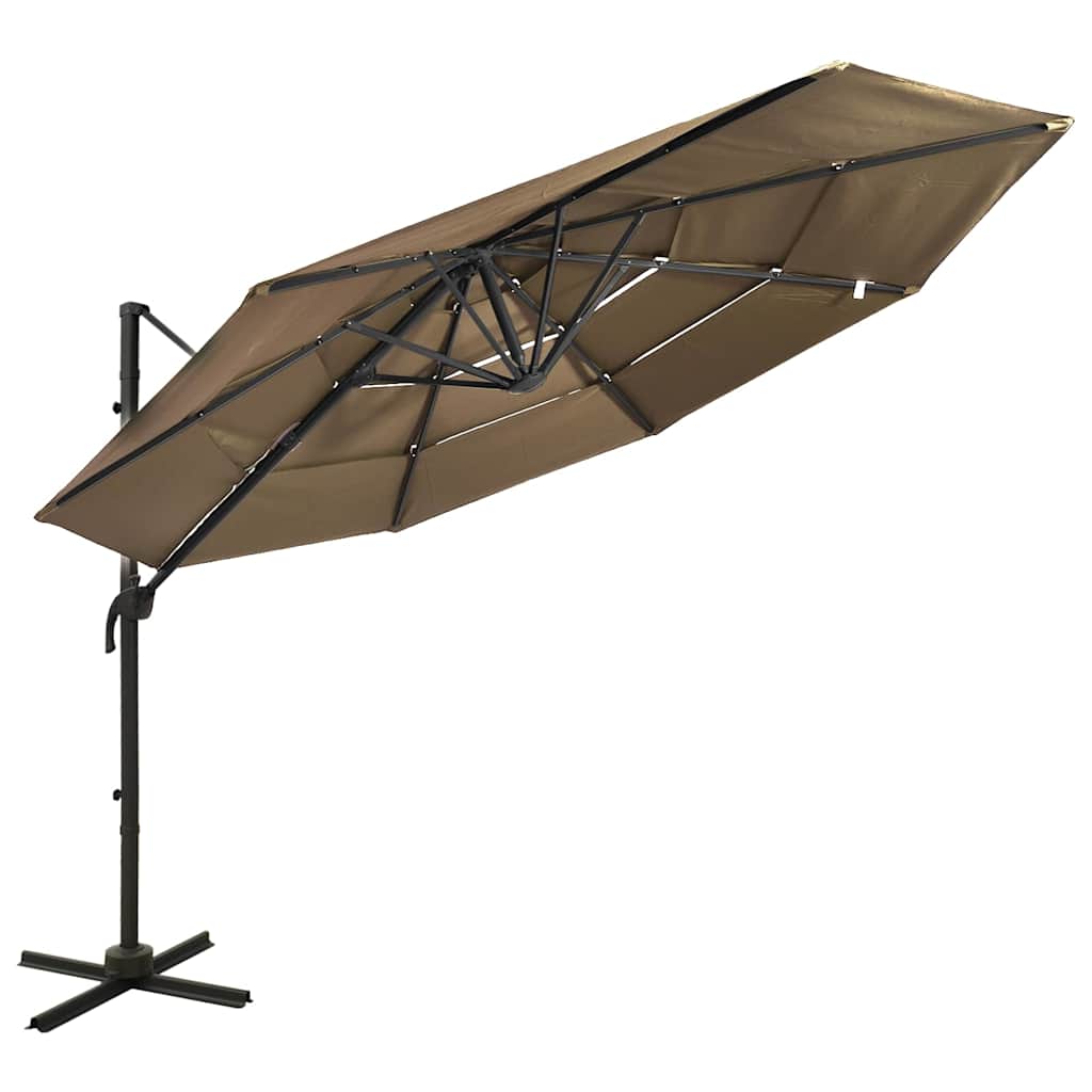 4-Tier Garden Parasol with Aluminium Pole 3x3 m Taupe