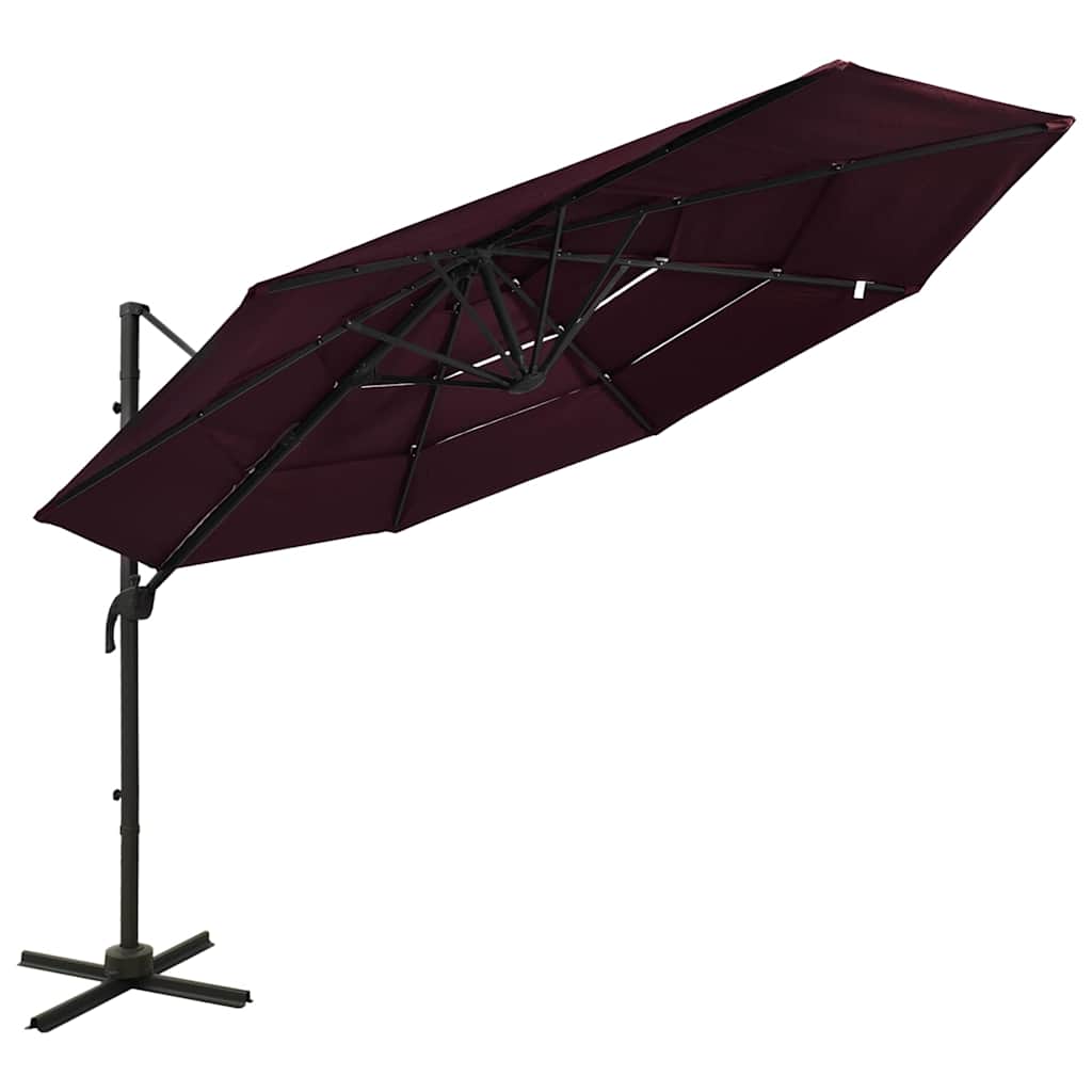 4-Tier Garden Parasol with Aluminium Pole 3x3 m Bordeaux red