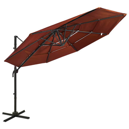 4-Tier Garden Parasol with Aluminium Pole 3x3 m Terracotta