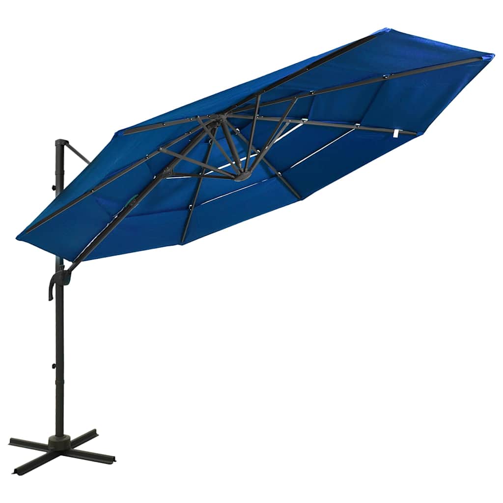 4-Tier Garden Parasol with Aluminium Pole 3x3 m Azure blue