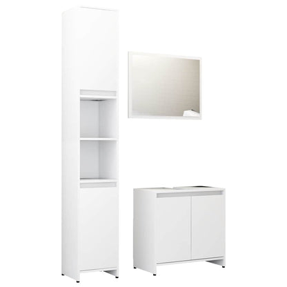 3 Piece Bathroom Furniture Set Engineered Wood White