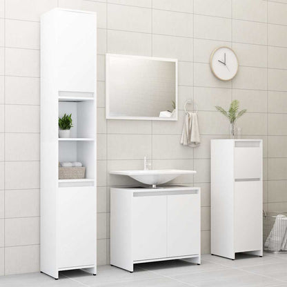 3 Piece Bathroom Furniture Set Engineered Wood White