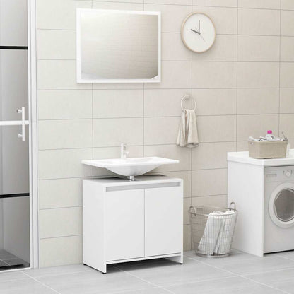 3 Piece Bathroom Furniture Set Engineered Wood White