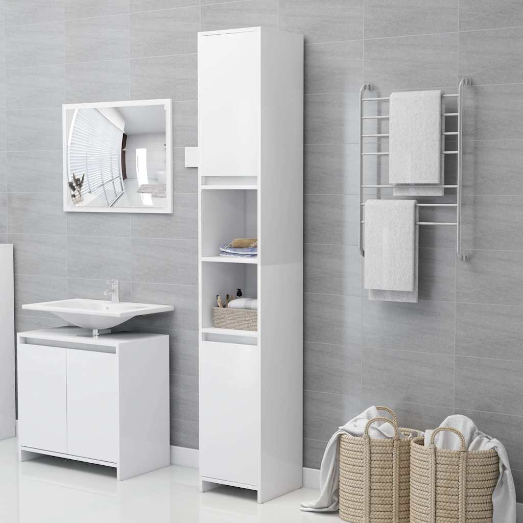 3 Piece Bathroom Furniture Set Engineered Wood White
