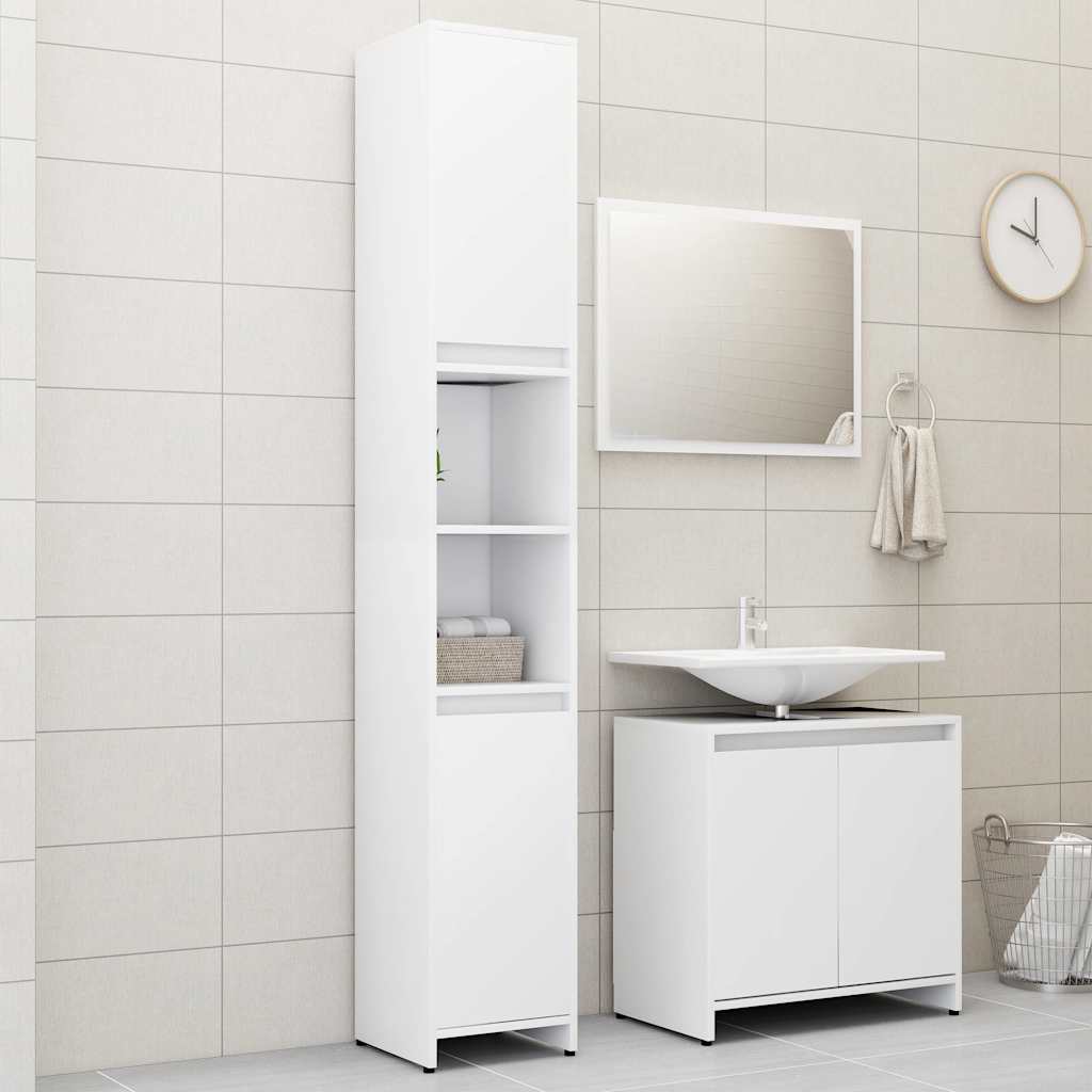3 Piece Bathroom Furniture Set Engineered Wood White