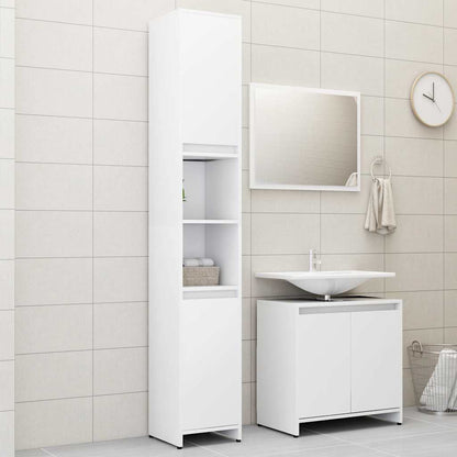 3 Piece Bathroom Furniture Set Engineered Wood White