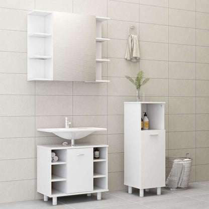 3 Piece Bathroom Furniture Set Engineered Wood White