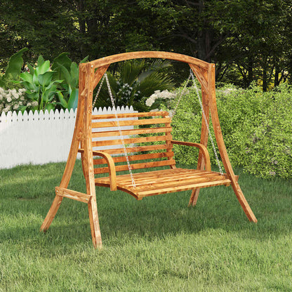 313934 vidaXL Swing Frame Solid Bent Wood with Teak Finish 1