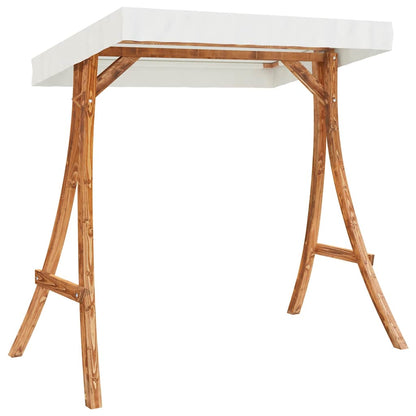 313937 vidaXL Swing Frame with Cream Roof Solid Bent Wood with Teak Finish 3
