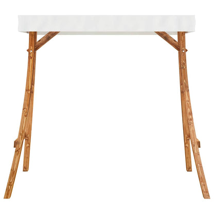 313937 vidaXL Swing Frame with Cream Roof Solid Bent Wood with Teak Finish 4